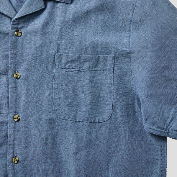 BRIXTON BUNKER LINEN SHORT SLEEVE CAMP　COLLAR SHIRT