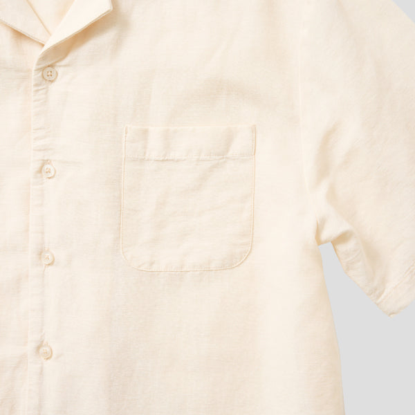 BRIXTON BUNKER LINEN SHORT SLEEVE CAMP　COLLAR SHIRT