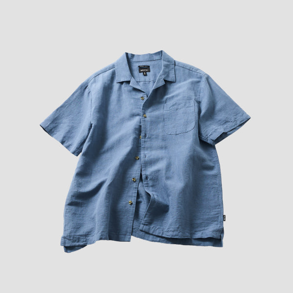 BRIXTON BUNKER LINEN SHORT SLEEVE CAMP　COLLAR SHIRT